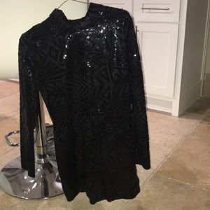 Sequins long sleeve short romper